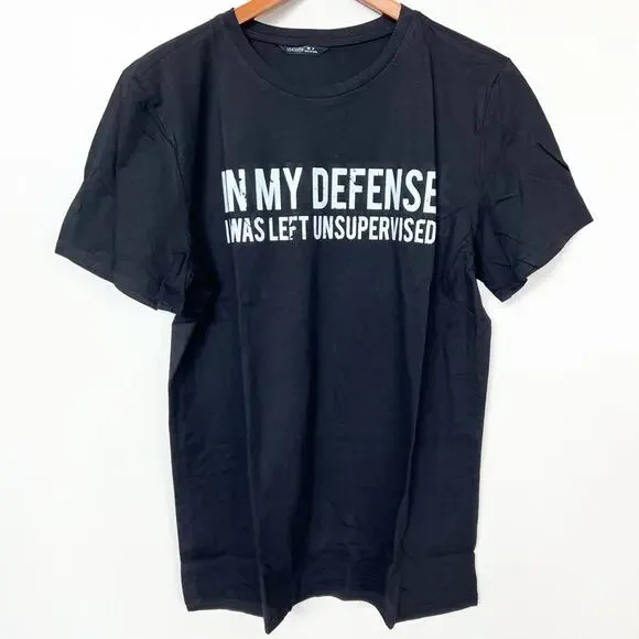 New LILICLOTH In My Defense I Was Left Unsupervised Funny Shirt Unisex SIZE Med - Picture 3 of 9
